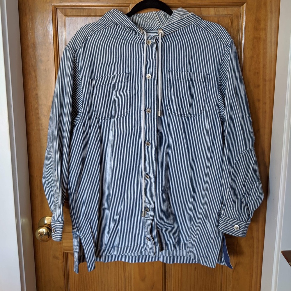 Oversized jean jacket sweatshirt striped